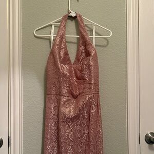 David’s Bridal Lace Halter Dress in Pink